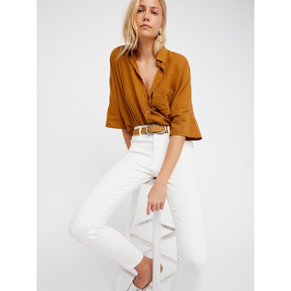 Free People XS Best Of Me Blouse Top Bronze Brown - Picture 2 of 8